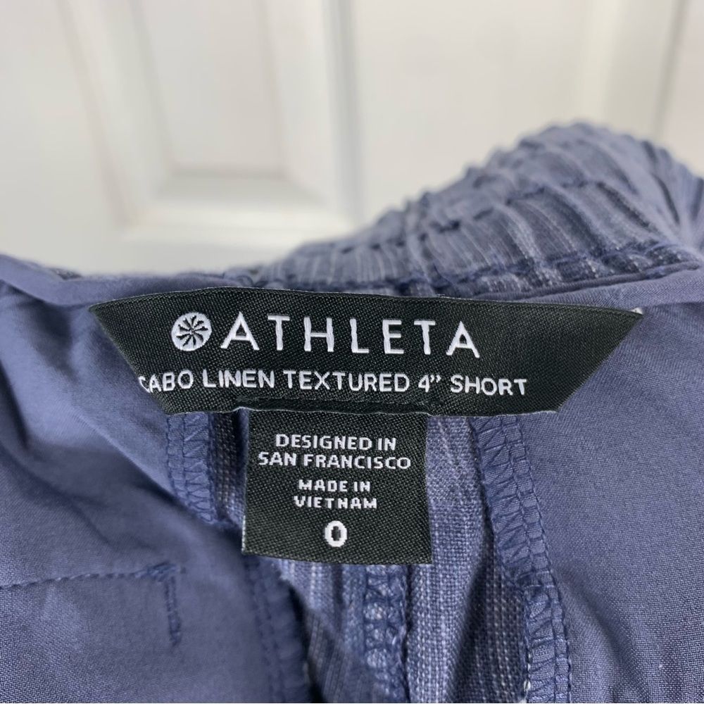 Athleta Cabo Linen Textured 4” Shorts Size 0 - Picture 3 of 4